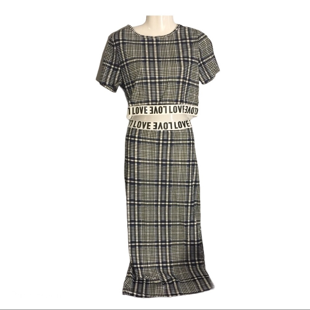 Love Plaid Skirt Set